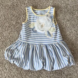 Pippa & Julie toddler girls blue striped floral flower dress size 3T